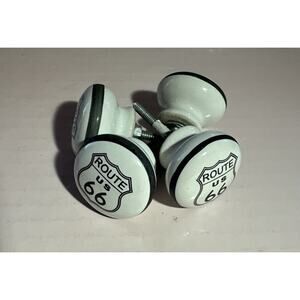 ROUTE 66 Sign Ceramic Drawer Cabinet Pulls Knobs Nostalgic Auto Set Of 4